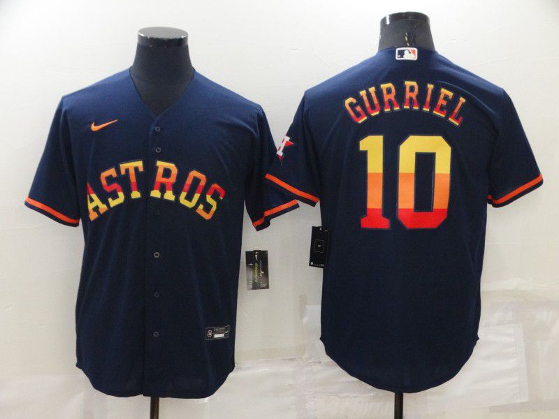 Men Houston Astros 10 Gurriel Blue Rainbow Edition Game Nike 2022 MLB Jerseys